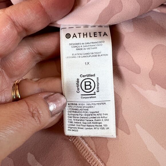 Athleta Elation Camo 7/8 Tight Leggings 1X Pink Athleisure Active Gym‎ Lounge - Picture 3 of 9